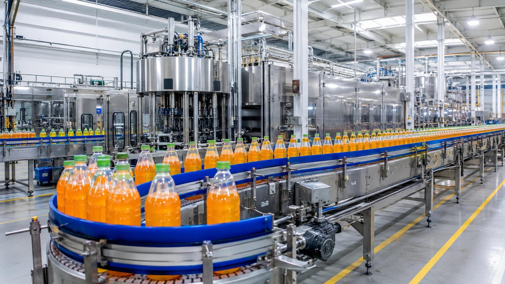 High-capacity automated beverage filling and bottling production line