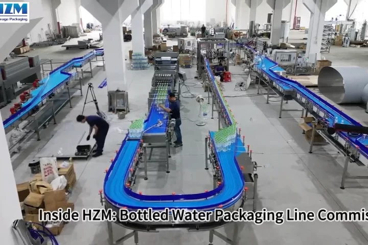 Debugging video of bottled water packaging line